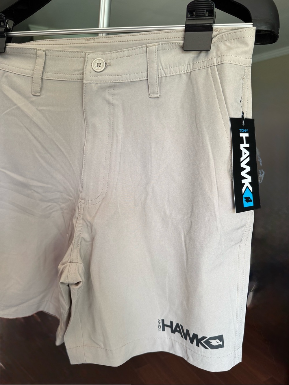 Tony Hawk Men’s Light Khaki Flat Front Shorts